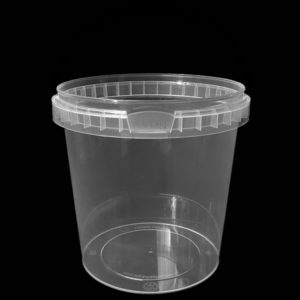 A clear plastic container with a lid on it.