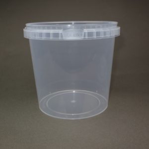 A plastic container with a lid on it.