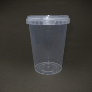 A plastic cup with a lid on it.