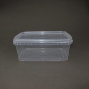 A plastic container with a lid on it.