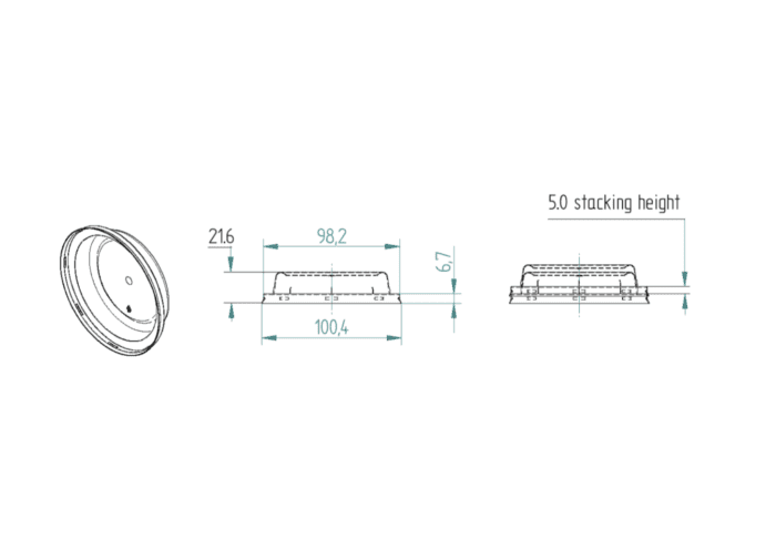 A drawing of the dimensions of a ring.