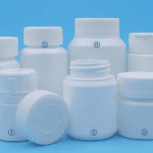 A group of white containers on a blue background.