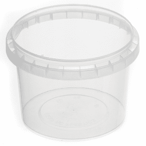 A plastic container with a lid on top of it.