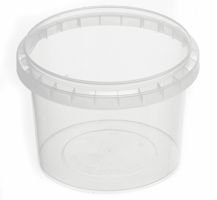 A plastic container with a lid on top of it.