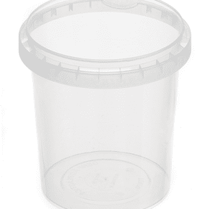 A plastic container with a lid on top of it.