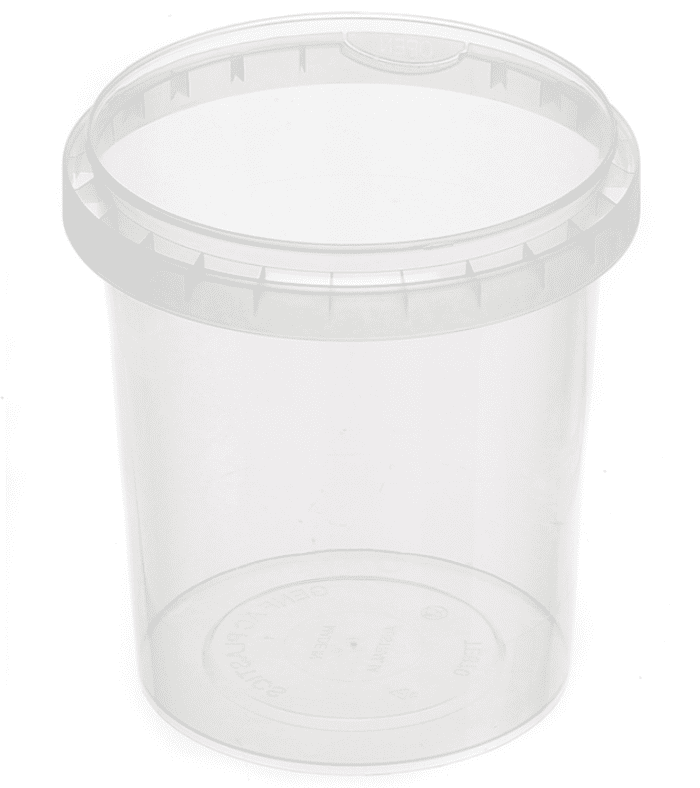 A plastic container with a lid on top of it.