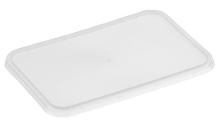 A white plastic container with a lid.